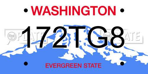 172TG8 Washington License Plate