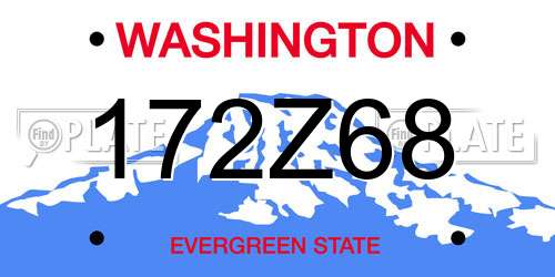 172Z68 Washington License Plate