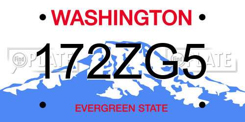 172ZG5 Washington License Plate
