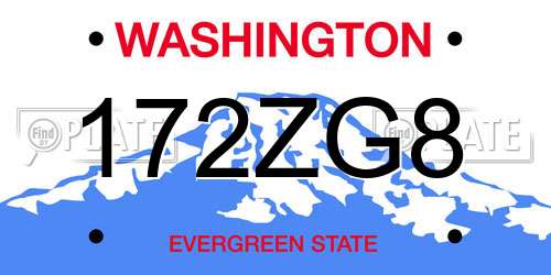 172ZG8 Washington License Plate