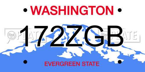 172ZGB Washington License Plate