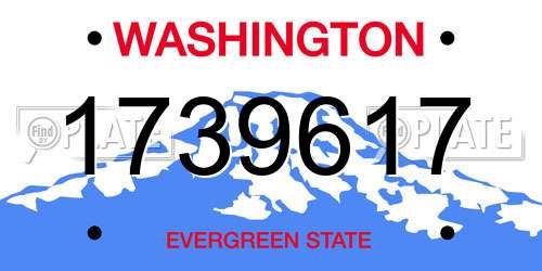 1739617 Washington License Plate