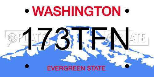 173TFN Washington License Plate