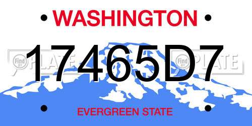 17465D7 Washington License Plate
