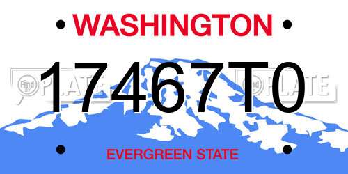 17467T0 Washington License Plate