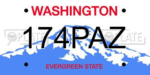 174PAZ Washington License Plate
