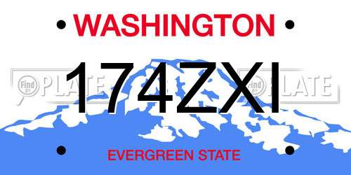 174ZXI Washington License Plate
