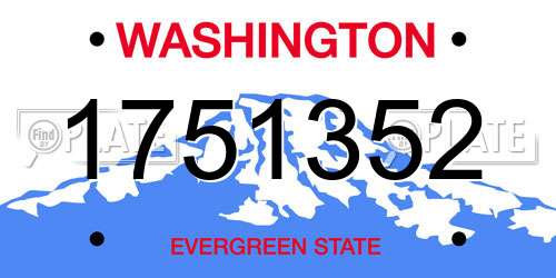 1751352 Washington License Plate