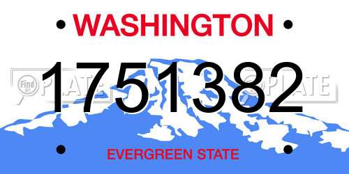1751382 Washington License Plate