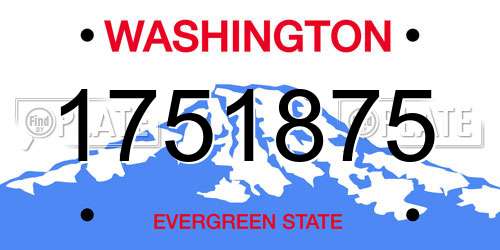 1751875 Washington License Plate