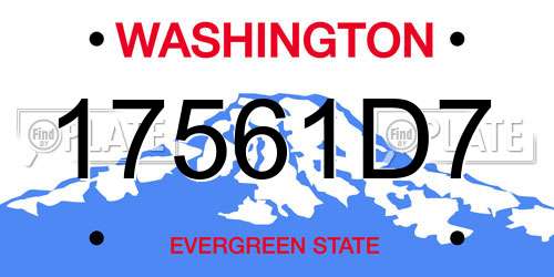 17561D7 Washington License Plate