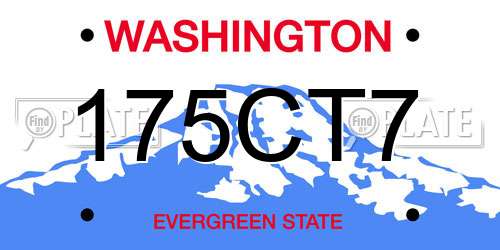 175CT7 Washington License Plate