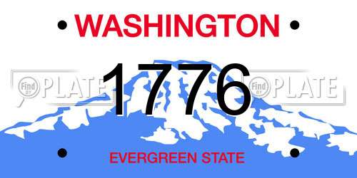 1776 Washington License Plate