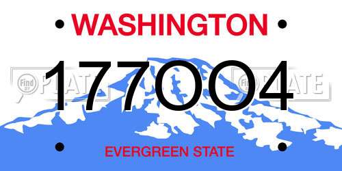 177OO4 Washington License Plate