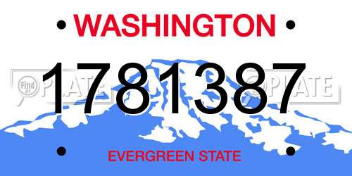 1781387 Washington License Plate
