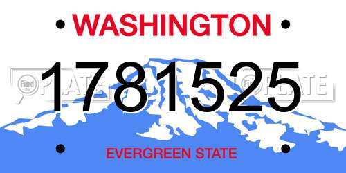 1781525 Washington License Plate