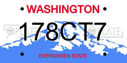 178CT7 Washington License Plate