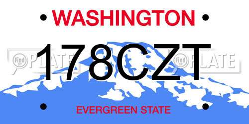 178CZT Washington License Plate