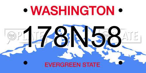 178N58 Washington License Plate