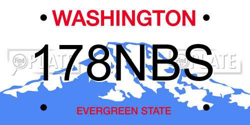 178NBS Washington License Plate