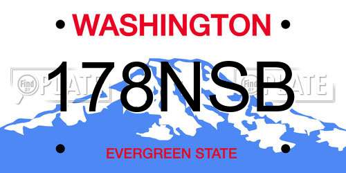 178NSB Washington License Plate