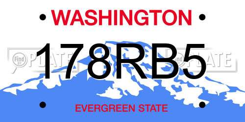 178RB5 Washington License Plate