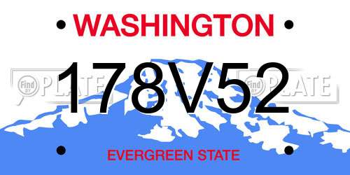 178V52 Washington License Plate