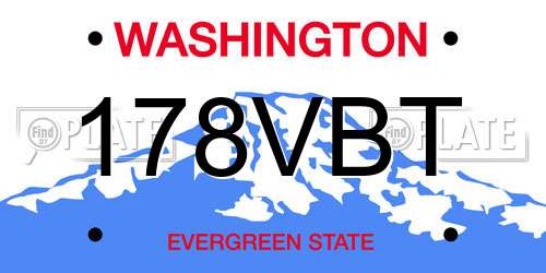 178VBT Washington License Plate