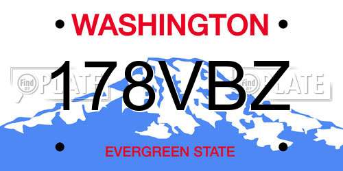 178VBZ Washington License Plate