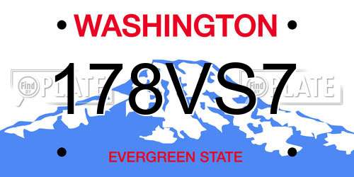178VS7 Washington License Plate