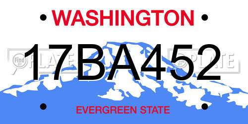17BA452 Washington License Plate