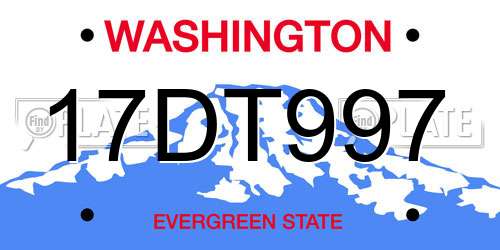 17DT997 Washington License Plate