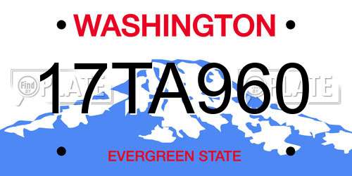 17TA960 Washington License Plate
