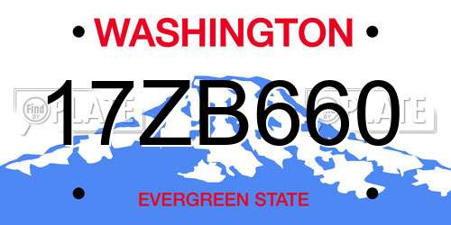 17ZB660 Washington License Plate