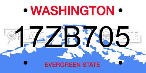 17ZB705 Washington License Plate