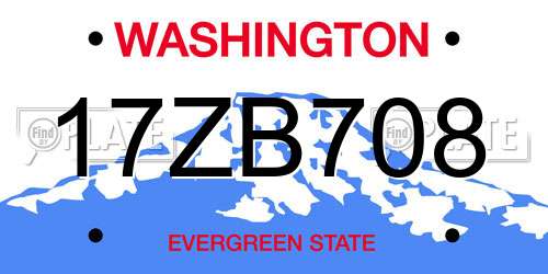 17ZB708 Washington License Plate