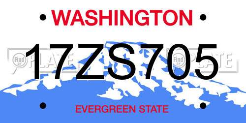 17ZS705 Washington License Plate