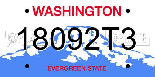 18092T3 Washington License Plate