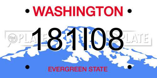 181I08 Washington License Plate