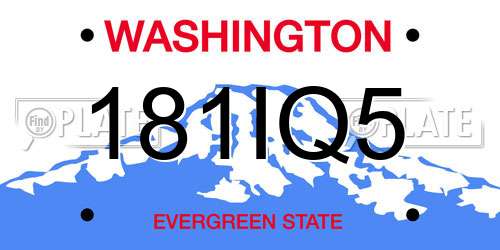 181IQ5 Washington License Plate