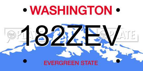 182ZEV Washington License Plate