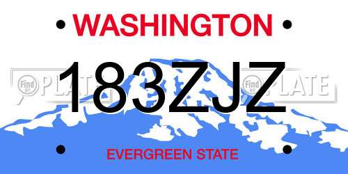 183ZJZ Washington License Plate