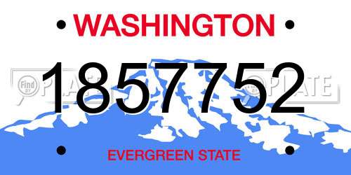 1857752 Washington License Plate