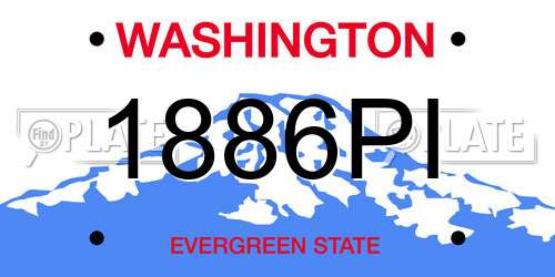 1886PI Washington License Plate