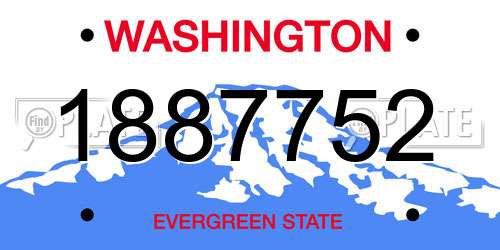 1887752 Washington License Plate