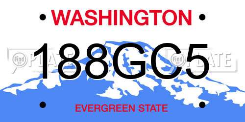 188GC5 Washington License Plate