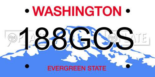 188GCS Washington License Plate