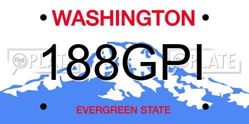 188GPI Washington License Plate