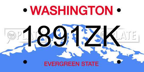 1891ZK Washington License Plate