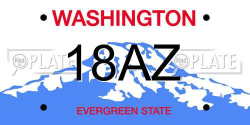 18AZ Washington License Plate